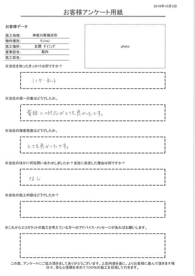 セタガヤスタイルの第一印象、接客態度ともに良かったです！