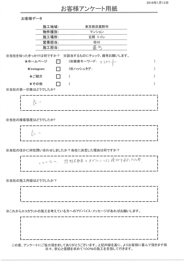 セタガヤスタイルの第一印象、接客態度ともに良かったです。